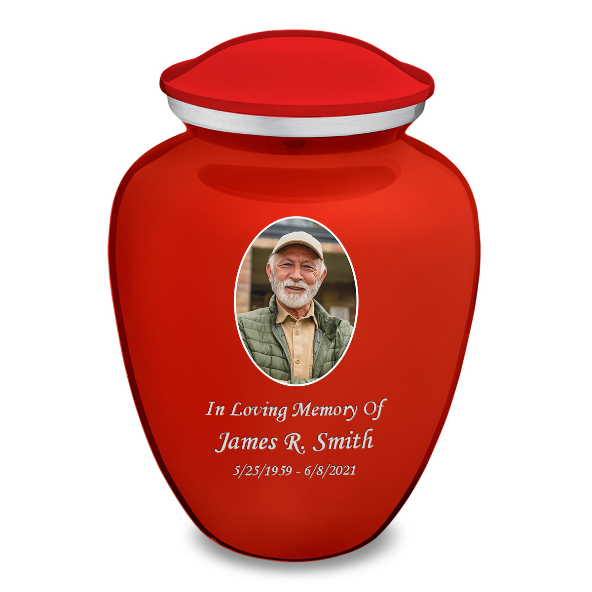Adult Embrace Bright Red Portrait Cremation Urn