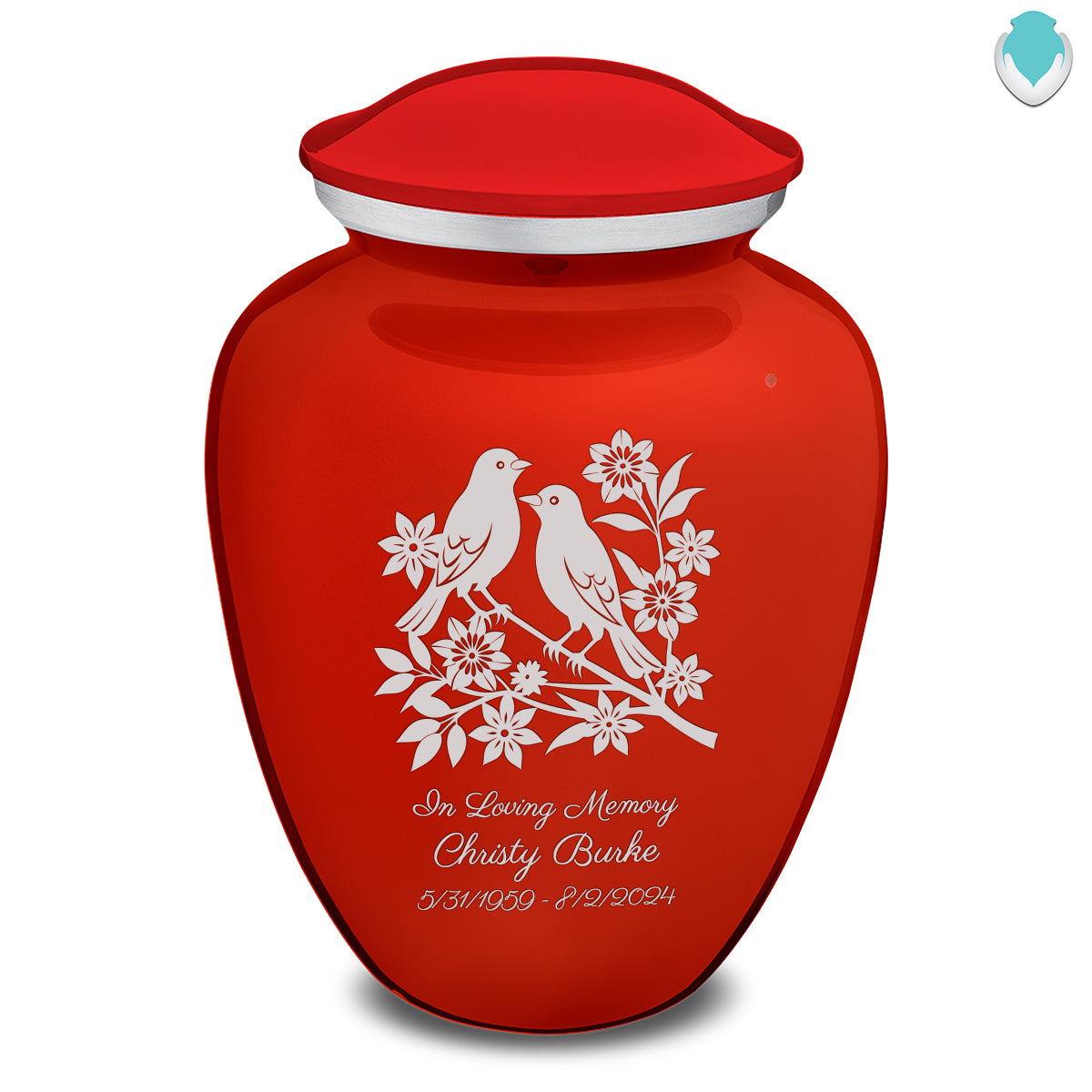 Adult Embrace Bright Red Songbirds Cremation Urn