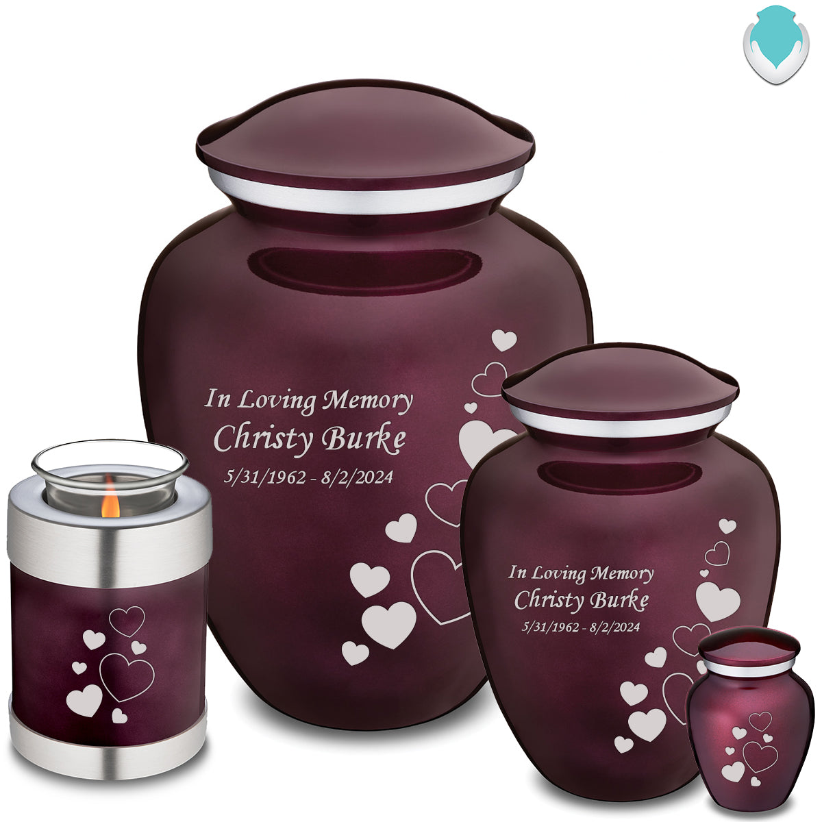 Adult Embrace Cherry Purple Floating Heart Cremation Urn