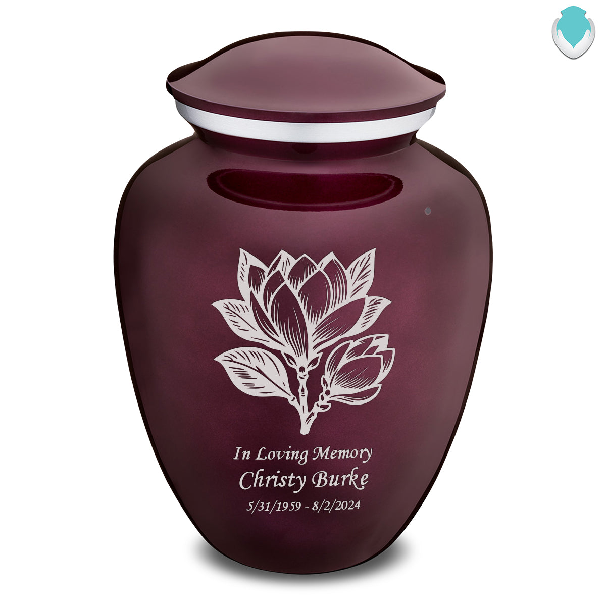 Adult Embrace Cherry Purple Magnolia Flower Cremation Urn