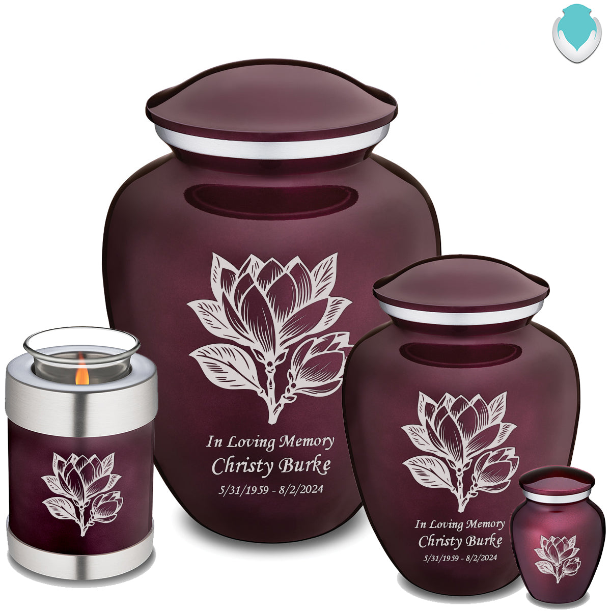 Keepsake Embrace Cherry Purple Magnolia Flower Cremation Urn