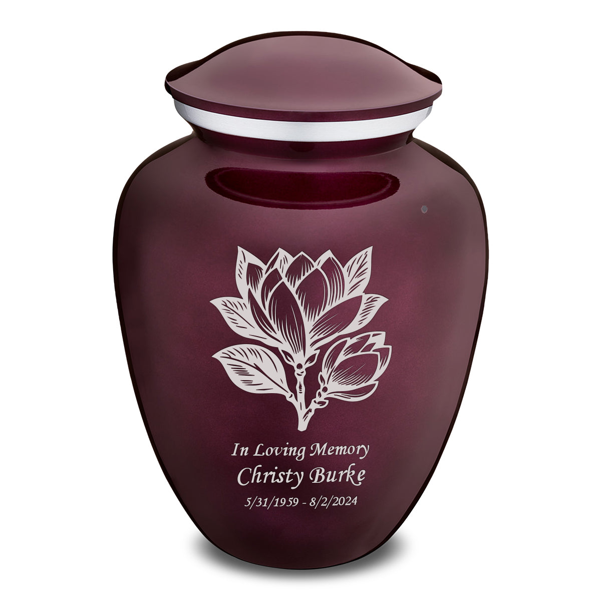 Adult Embrace Cherry Purple Magnolia Flower Cremation Urn