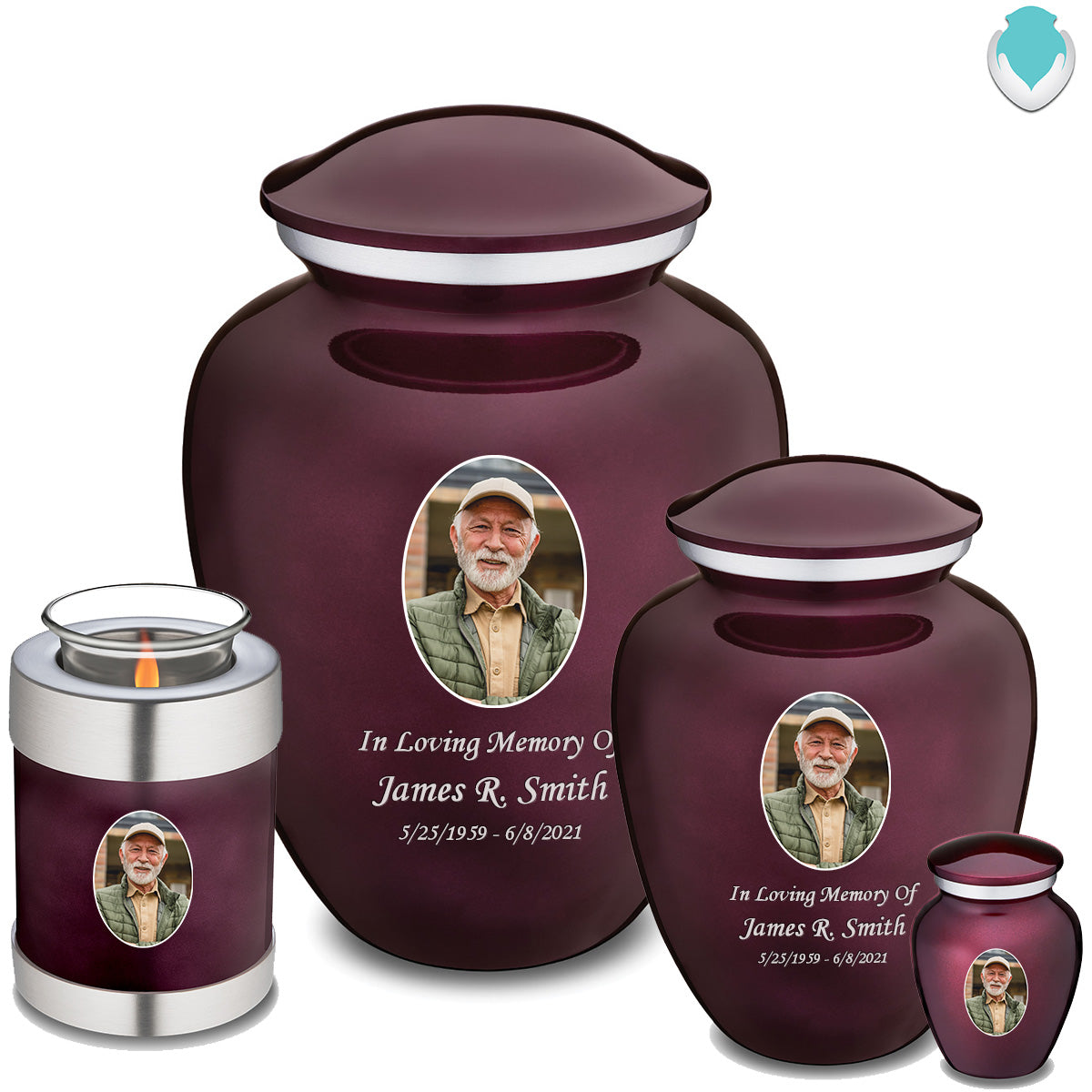 Medium Embrace Cherry Purple Portrait Cremation Urn