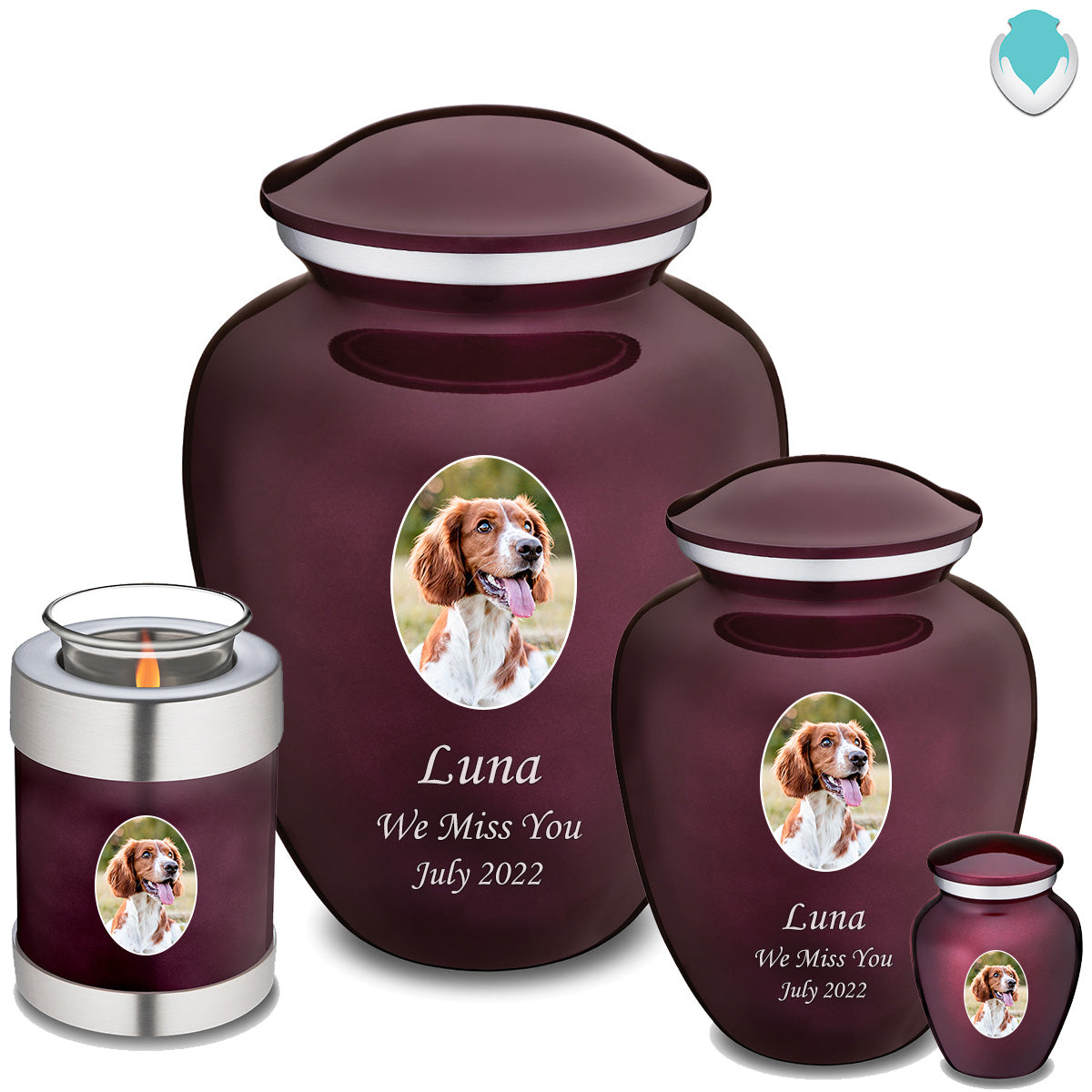 Keepsake Pet Embrace Cherry Purple Portrait Cremation Urn