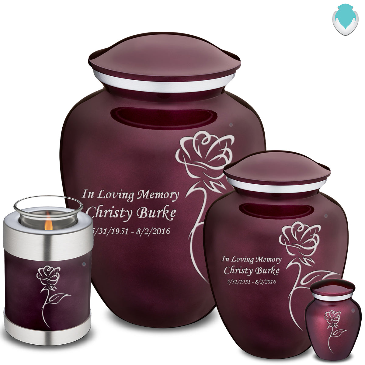 Adult Embrace Cherry Purple Rose Cremation Urn