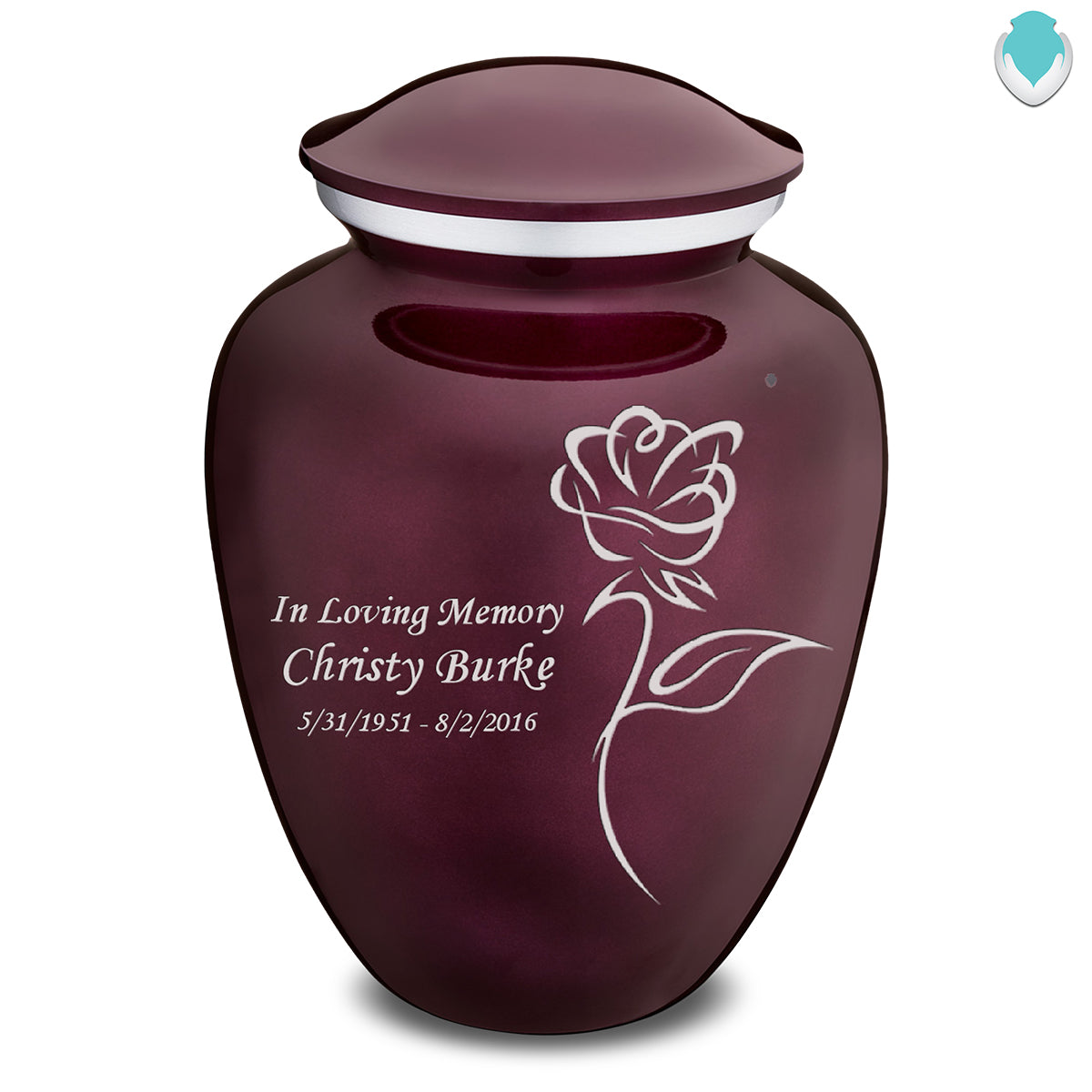 Adult Embrace Cherry Purple Rose Cremation Urn