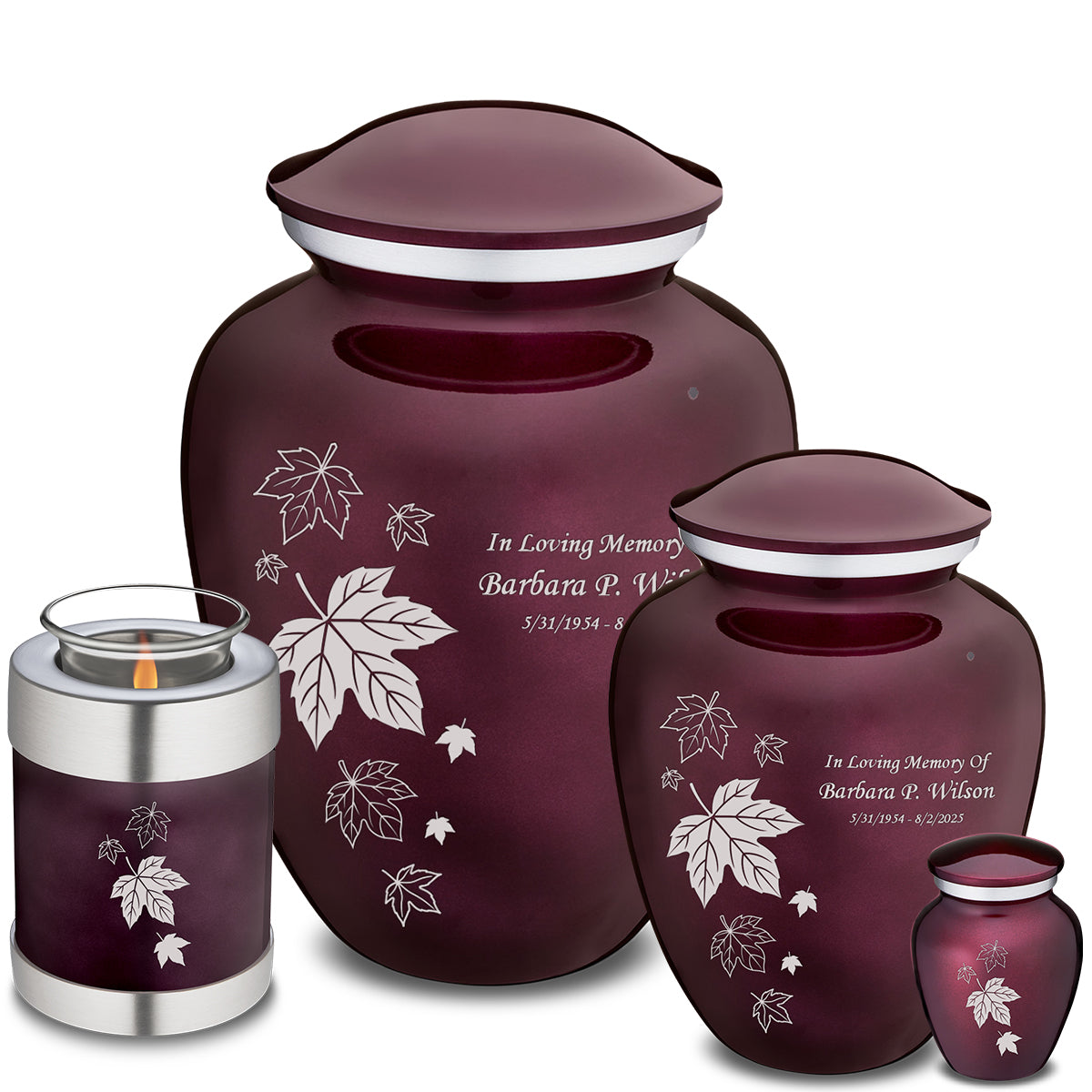 Adult Embrace Cherry Purple Falling Leaves Cremation Urn