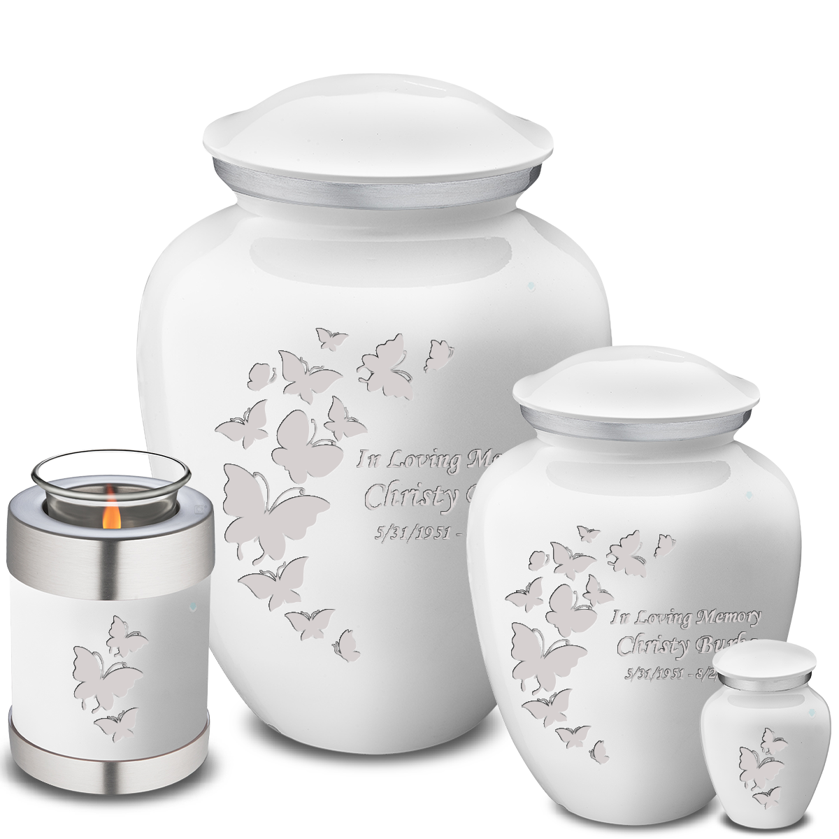 Adult Embrace White Butterfly Cremation Urn