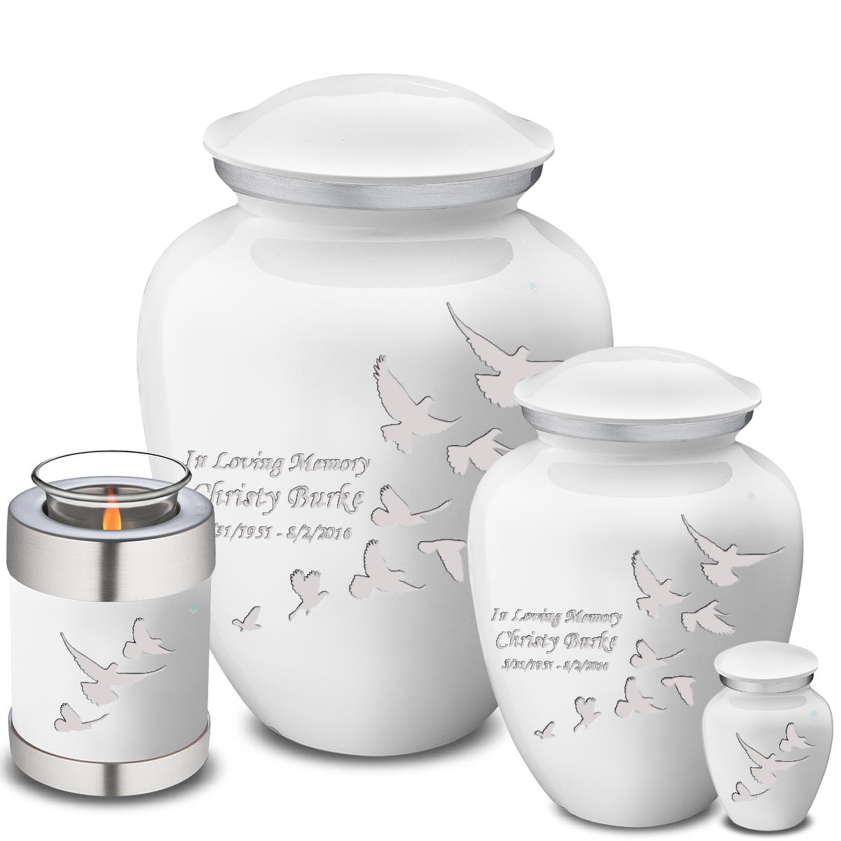Keepsake Embrace White Doves Cremation Urn
