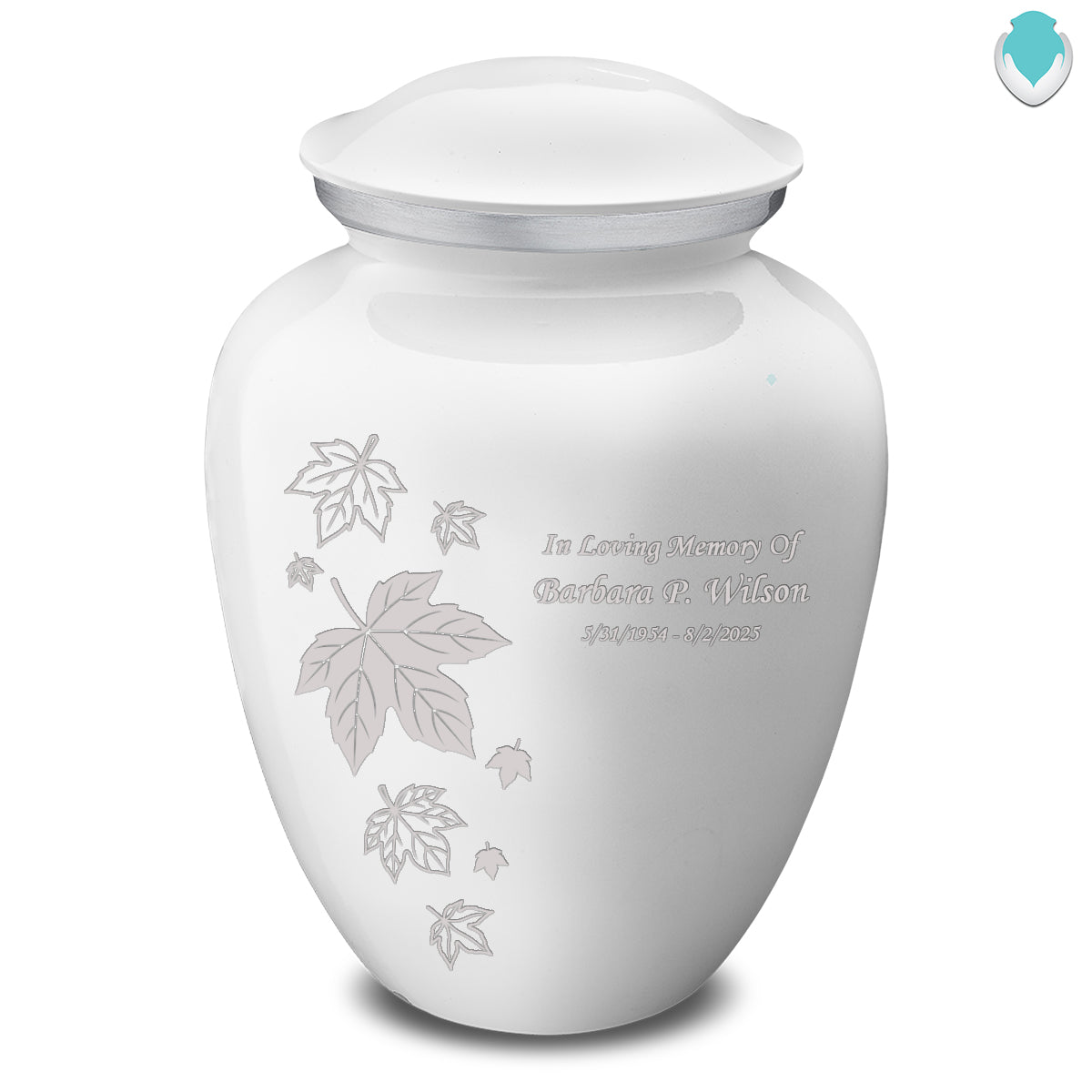 Adult Embrace White Falling Leaves Cremation Urn