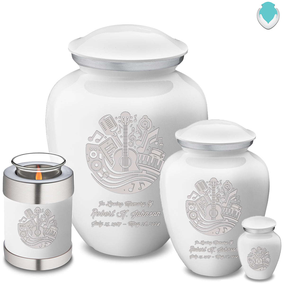 Medium Embrace White Music Cremation Urn