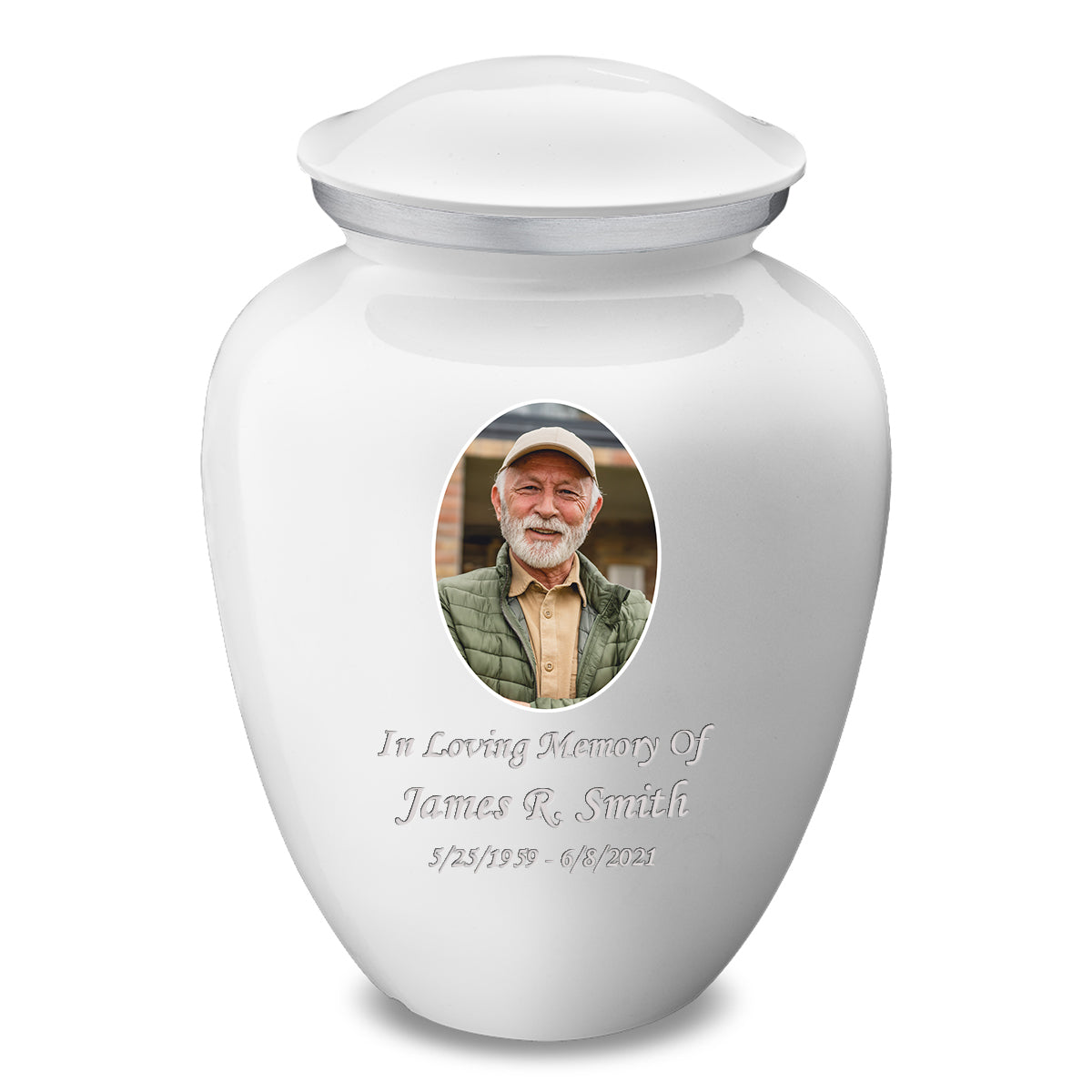 Adult Embrace White Portrait Cremation Urn