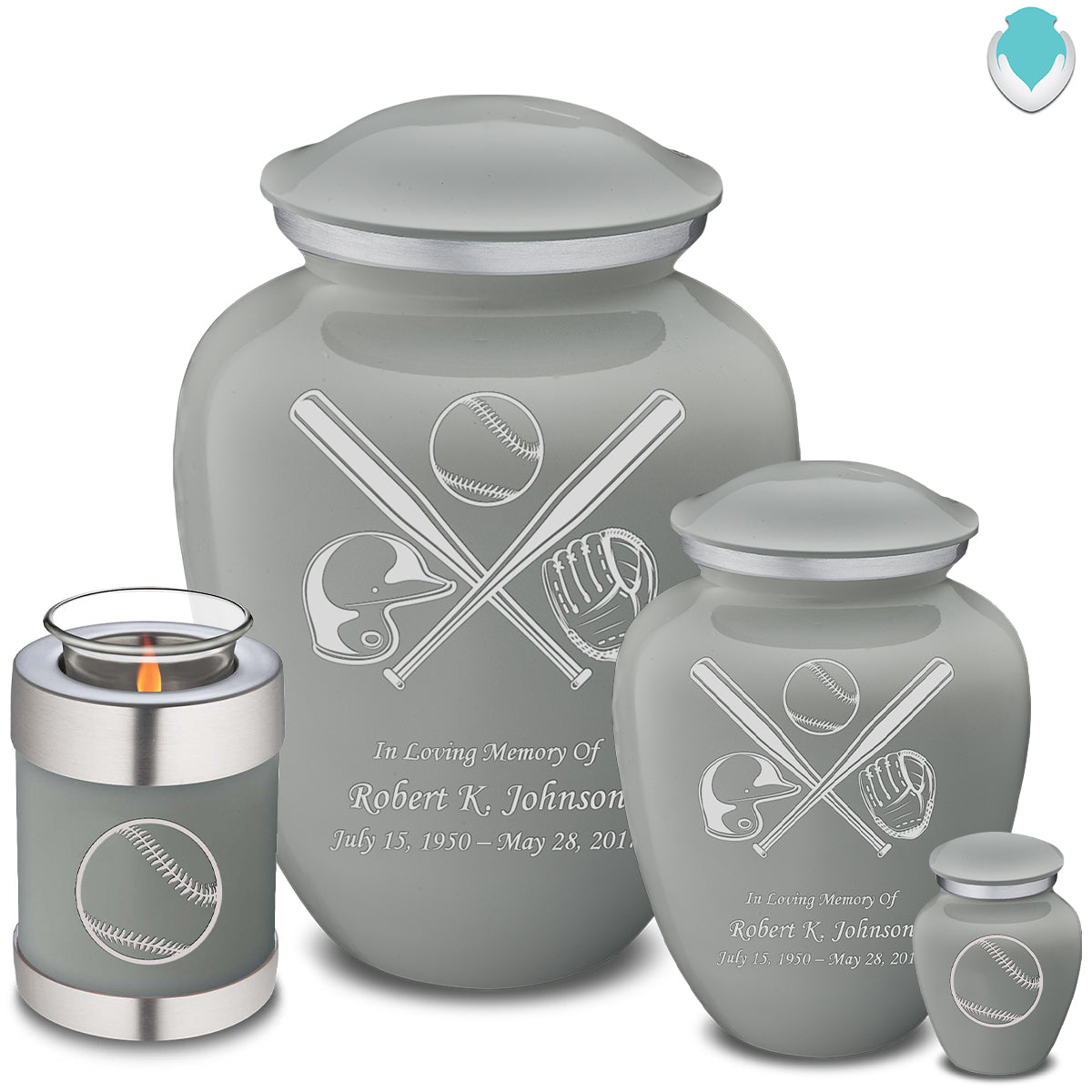 Adult Embrace Slate Grey Baseball Cremation Urn