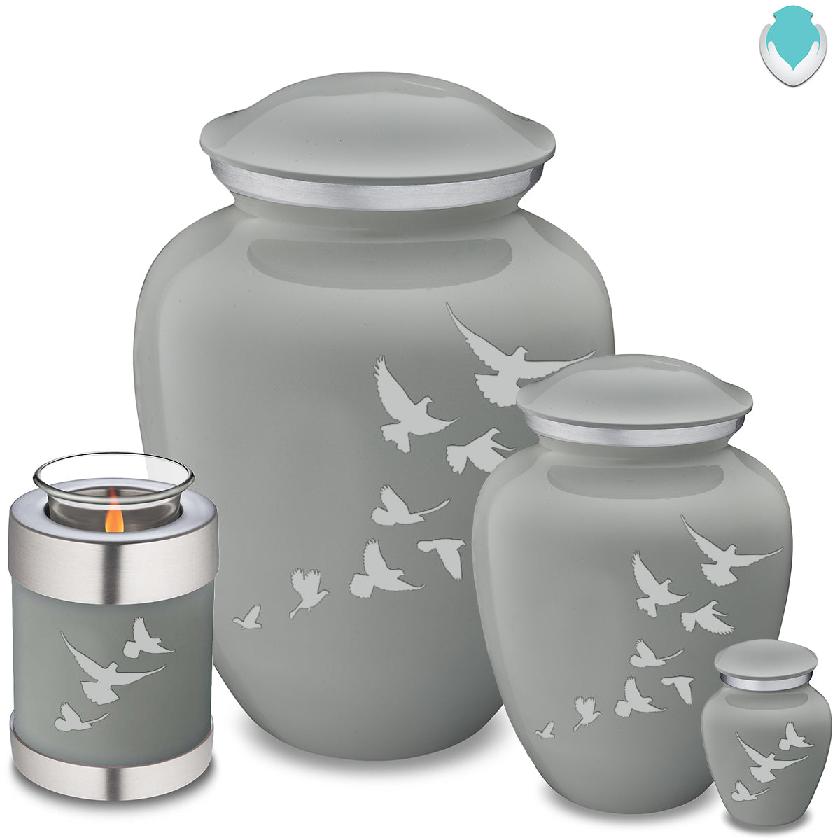 Keepsake Embrace Slate Grey Doves Cremation Urn