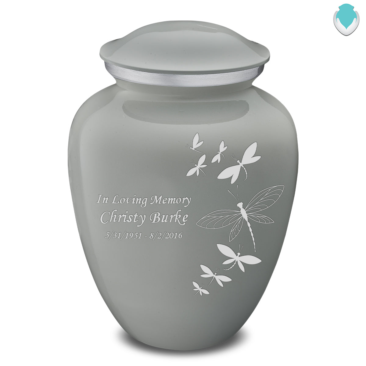 Medium Embrace Slate Grey Dragonflies Cremation Urn
