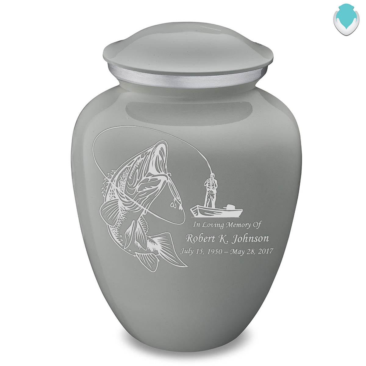 Adult Embrace Slate Grey Fishing Cremation Urn