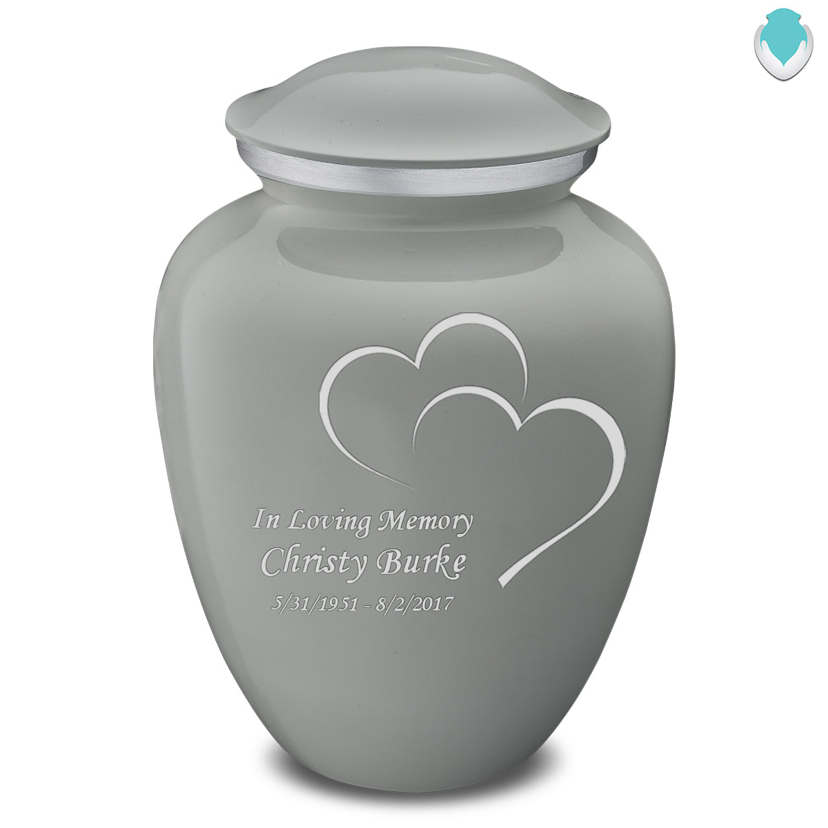 Adult Embrace Slate Grey Hearts Cremation Urn