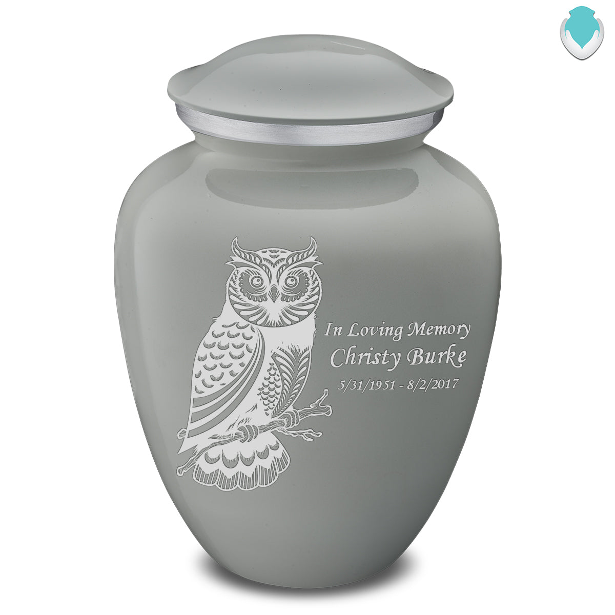 Medium Embrace Slate Grey Owl Cremation Urn