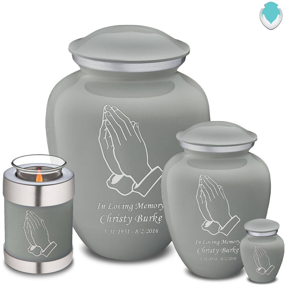 Medium Embrace Slate Grey Praying Hands Cremation Urn