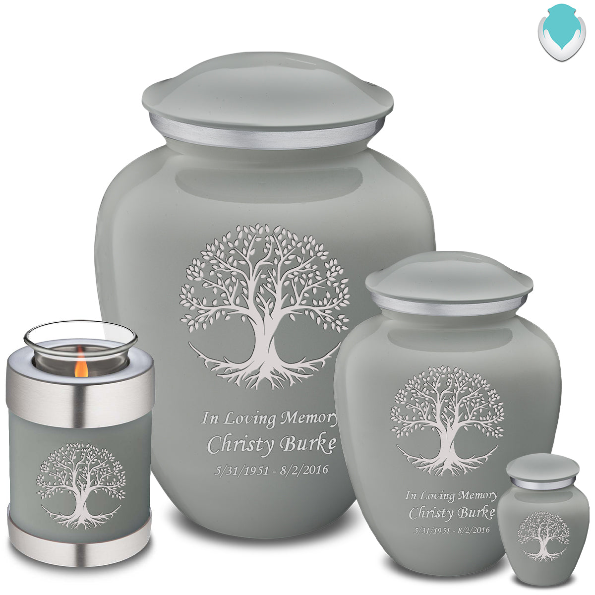 Medium Embrace Slate Grey Tree of Life Cremation Urn