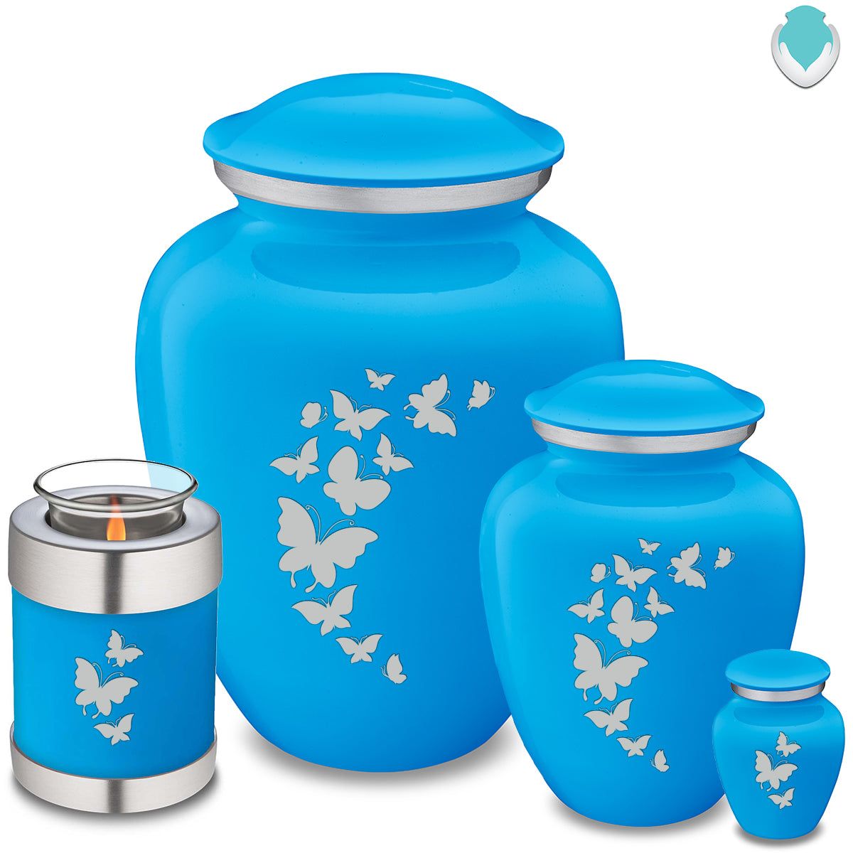 Medium Embrace Racing Blue Butterfly Cremation Urn