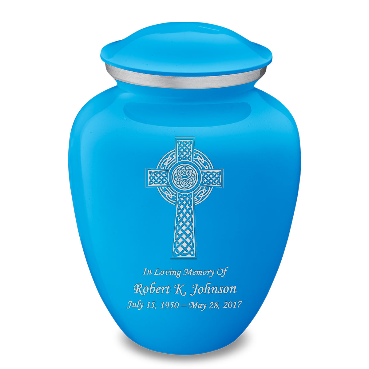 Adult Embrace Racing Blue Celtic Cross Cremation Urn