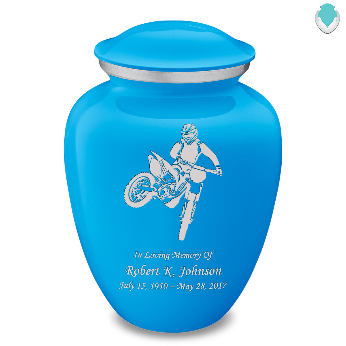 Adult Embrace Racing Blue Dirt Bike Cremation Urn