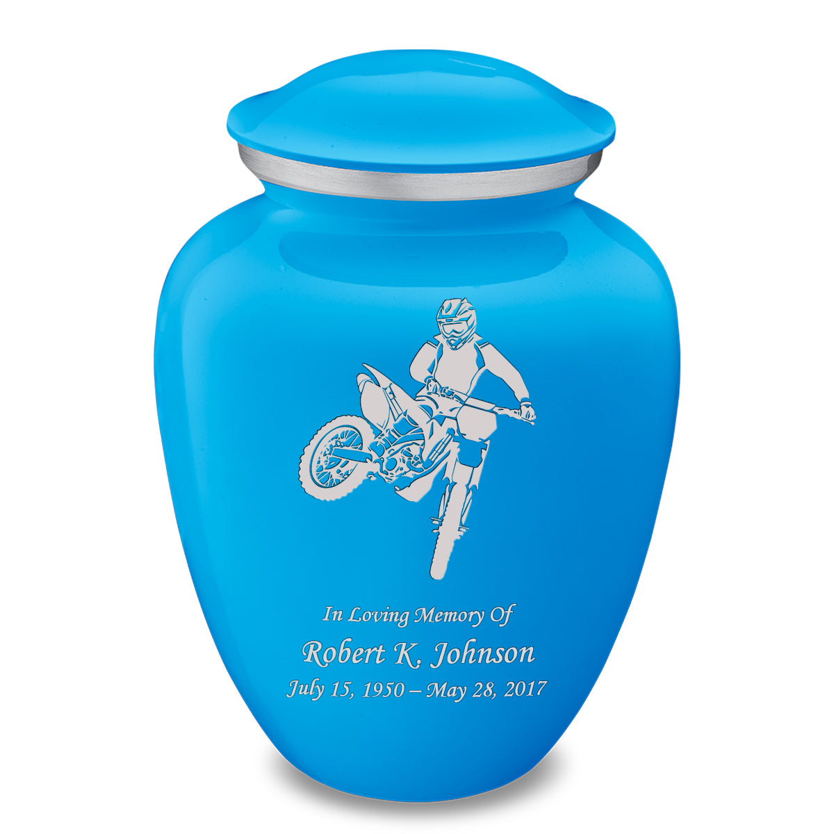 Adult Embrace Racing Blue Dirt Bike Cremation Urn