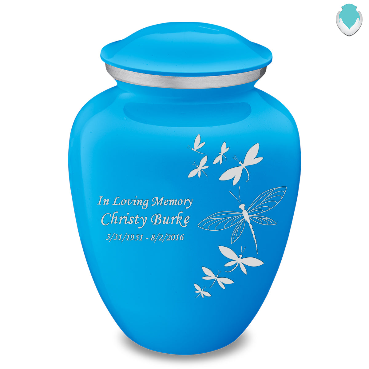 Adult Embrace Racing Blue Dragonflies Cremation Urn