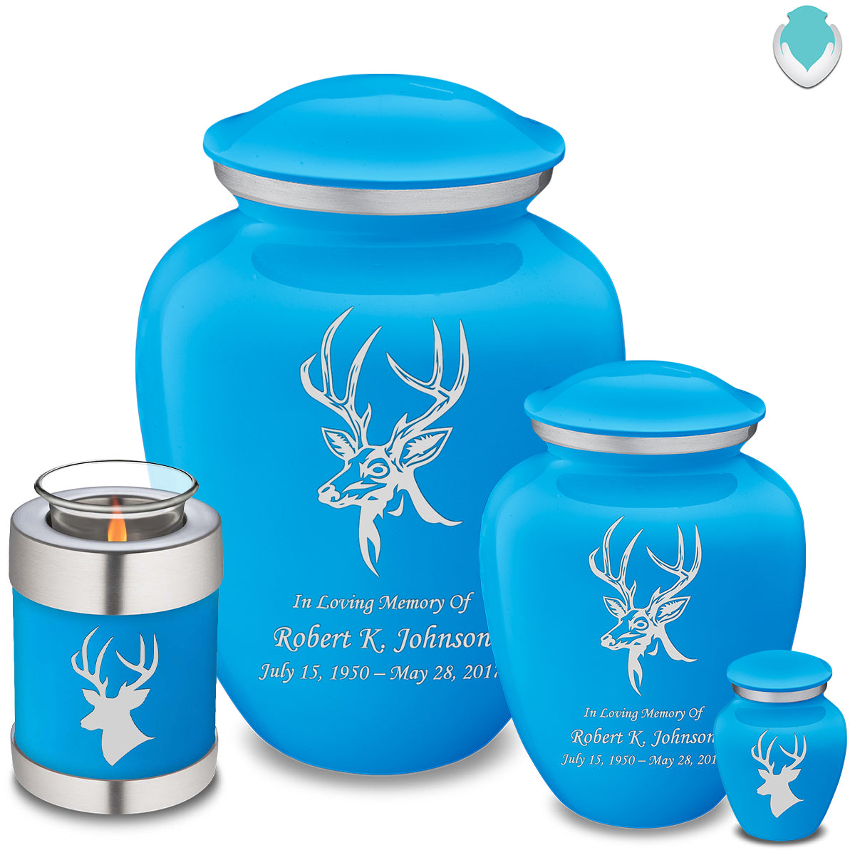 Candle Holder Embrace Racing Blue Deer Cremation Urn
