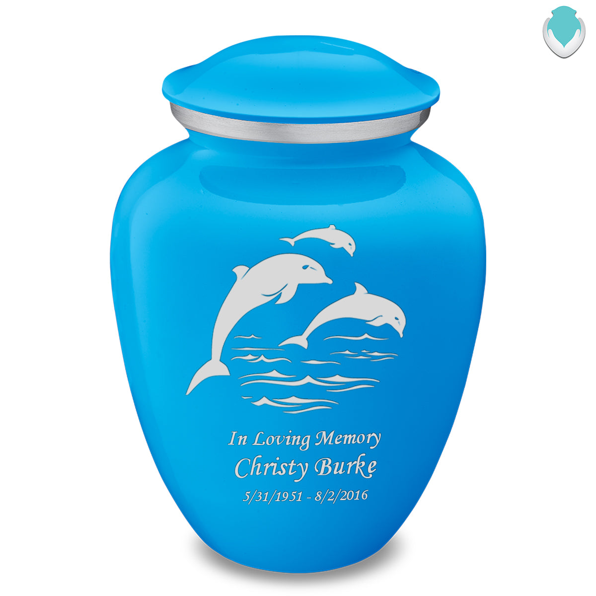 Adult Embrace Racing Blue Dolphin Cremation Urn