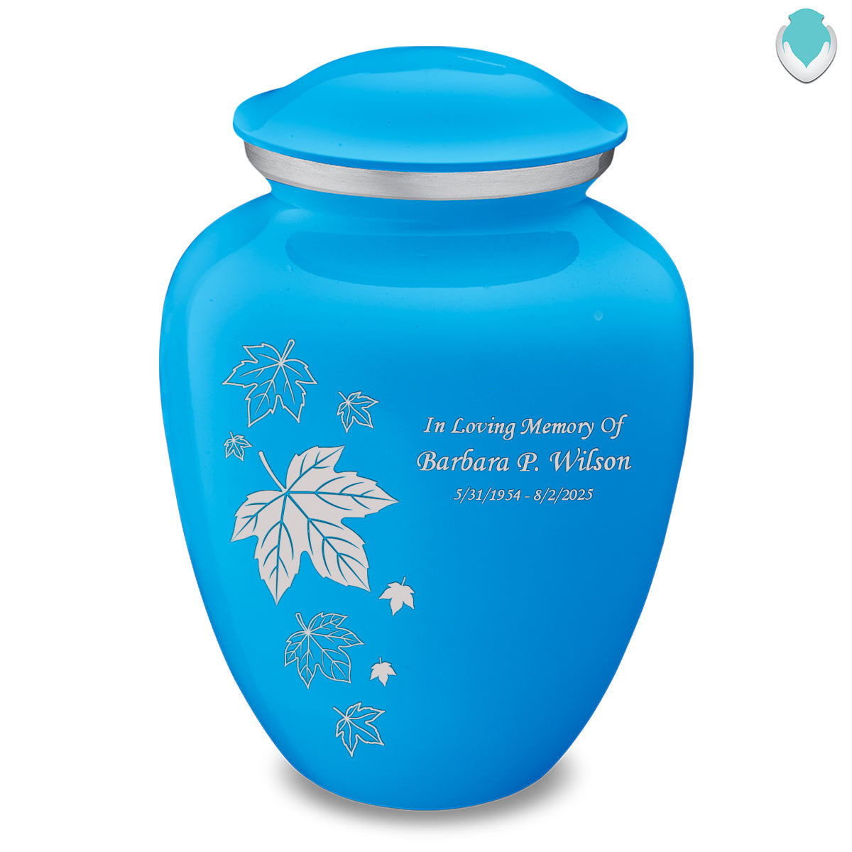 Adult Embrace Racing Blue Falling Leaves Cremation Urn