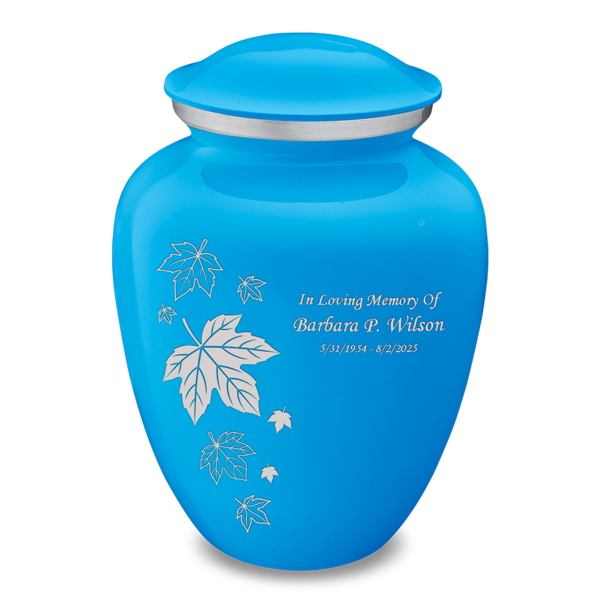 Adult Embrace Racing Blue Falling Leaves Cremation Urn