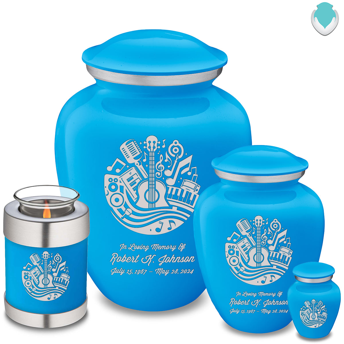 Medium Embrace Racing Blue Music Cremation Urn