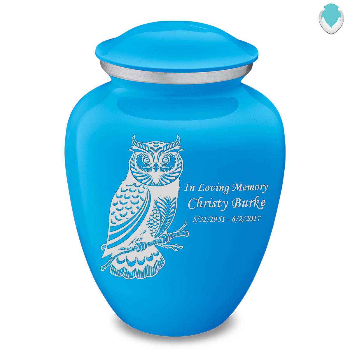 Adult Embrace Racing Blue Owl Cremation Urn