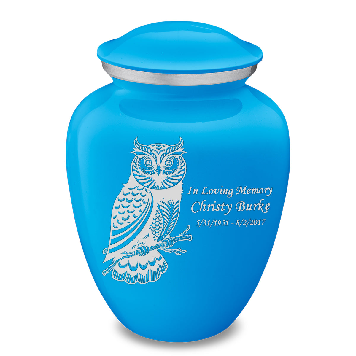 Adult Embrace Racing Blue Owl Cremation Urn