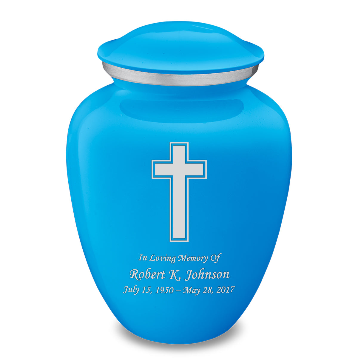 Adult Embrace Racing Blue Simple Cross Cremation Urn