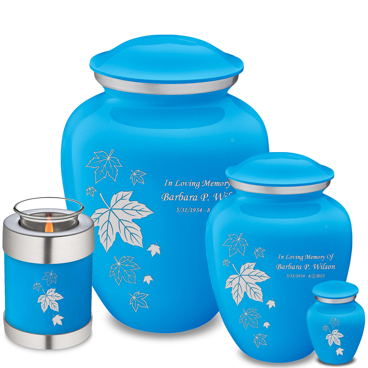 Adult Embrace Racing Blue Falling Leaves Cremation Urn