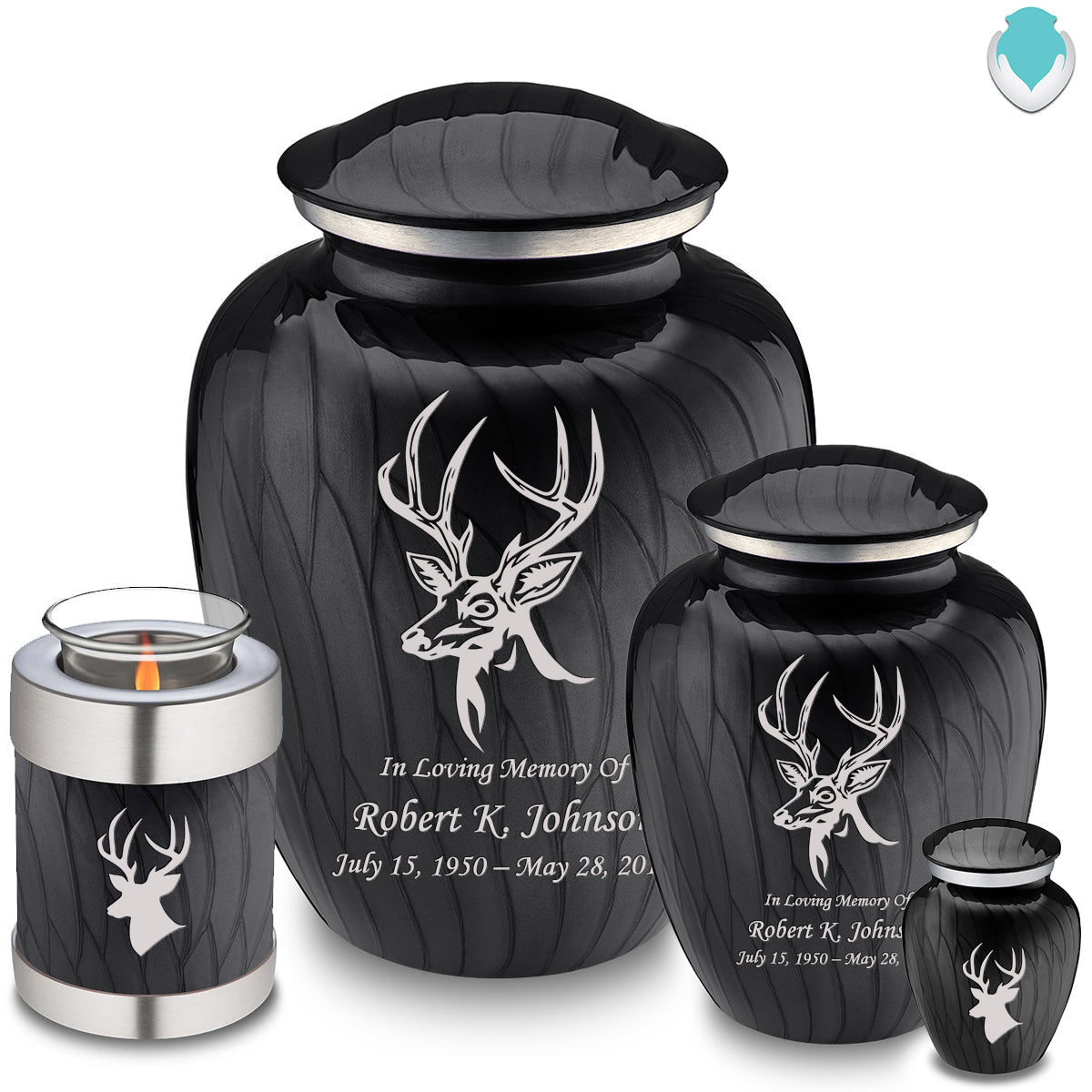 Keepsake Embrace Pearl Black Deer Cremation Urn
