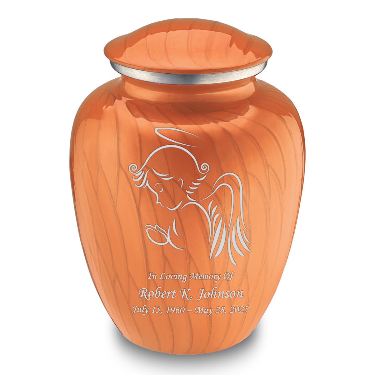 Adult Embrace Pearl Orange Angel Cremation Urn