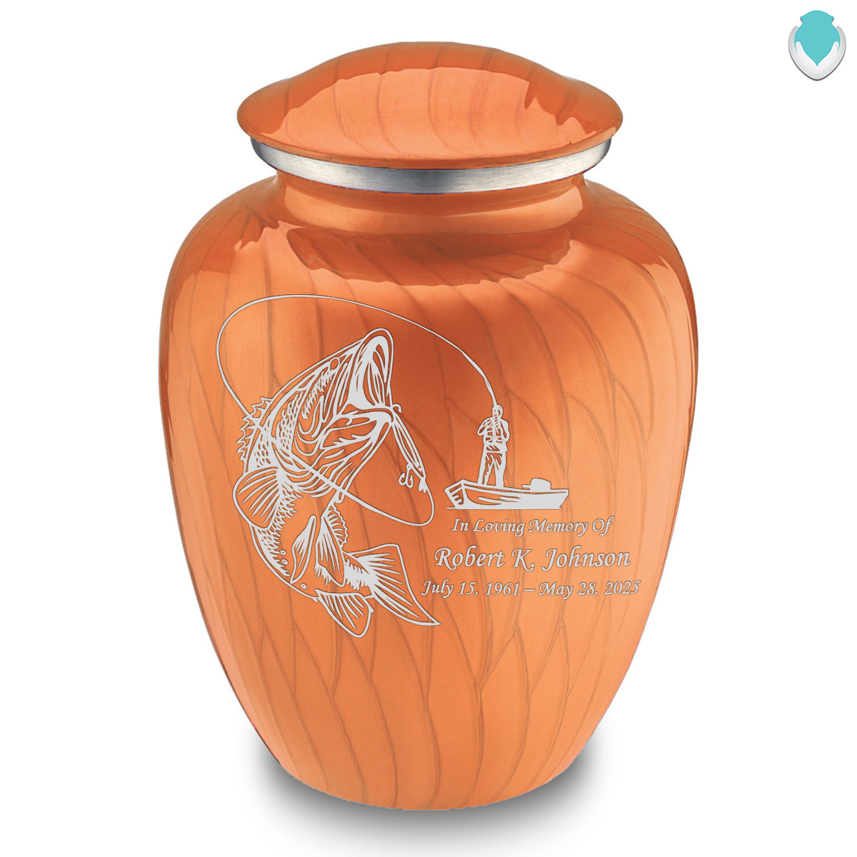 Adult Embrace Pearl Orange Fishing Cremation Urn