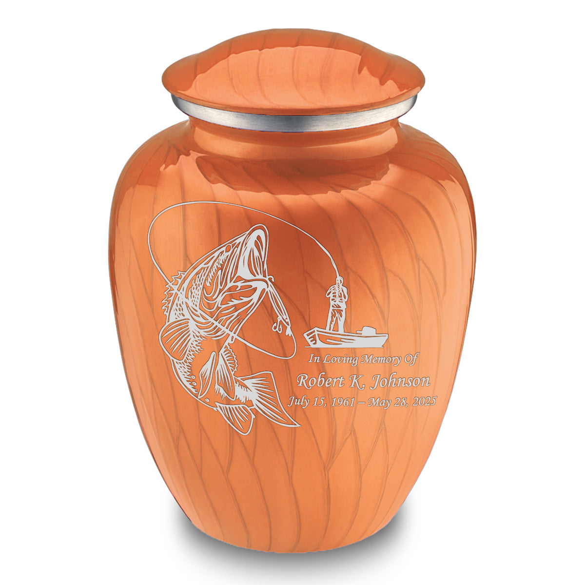 Adult Embrace Pearl Orange Fishing Cremation Urn