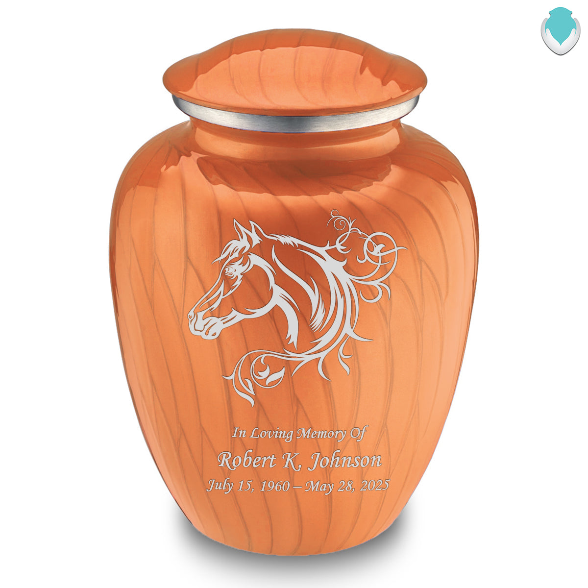 Adult Embrace Pearl Orange Horse Cremation Urn