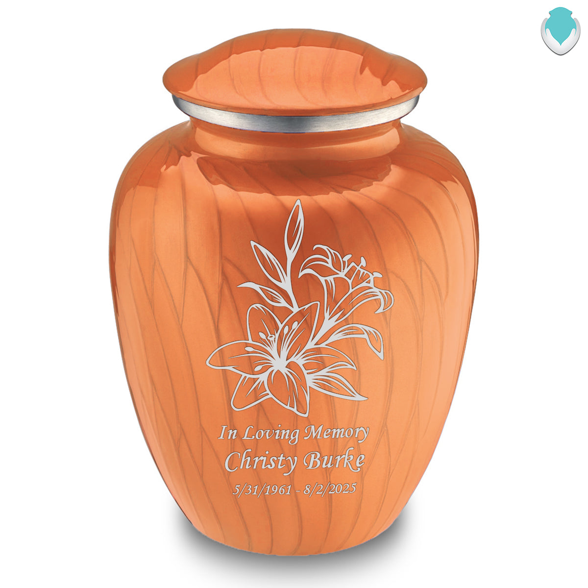 Adult Embrace Pearl Orange Lily Cremation Urn