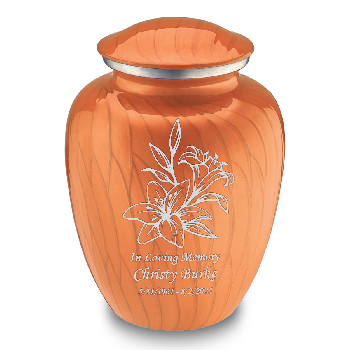 Adult Embrace Pearl Orange Lily Cremation Urn