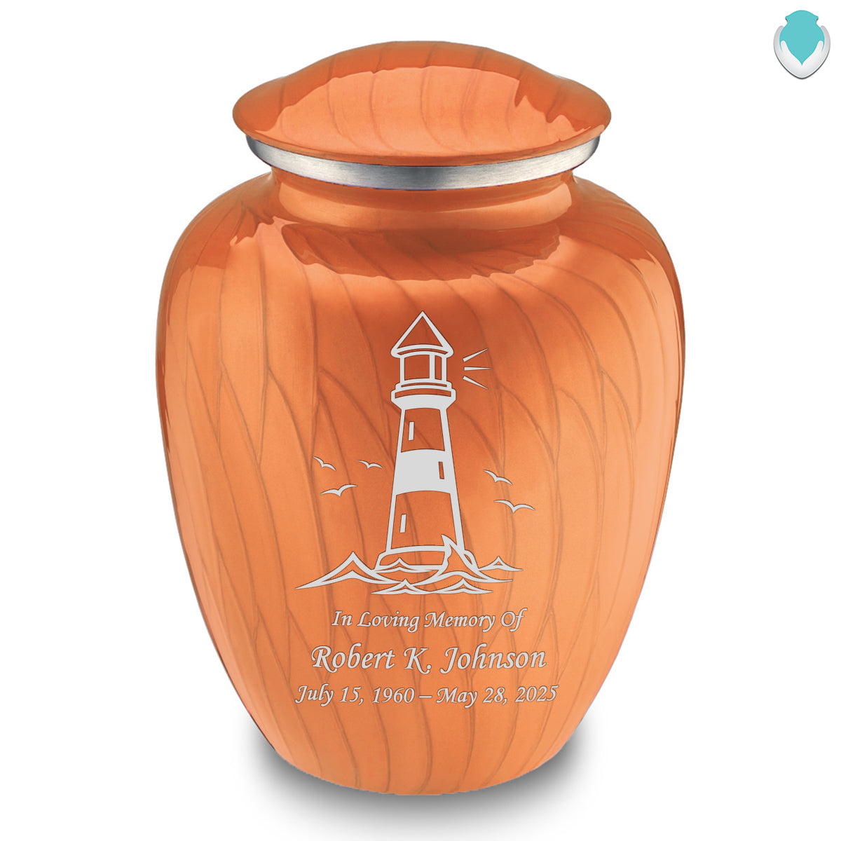 Adult Embrace Pearl Orange Lighthouse Cremation Urn