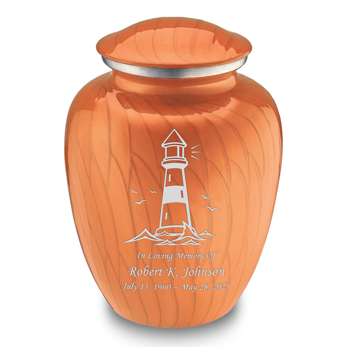 Adult Embrace Pearl Orange Lighthouse Cremation Urn