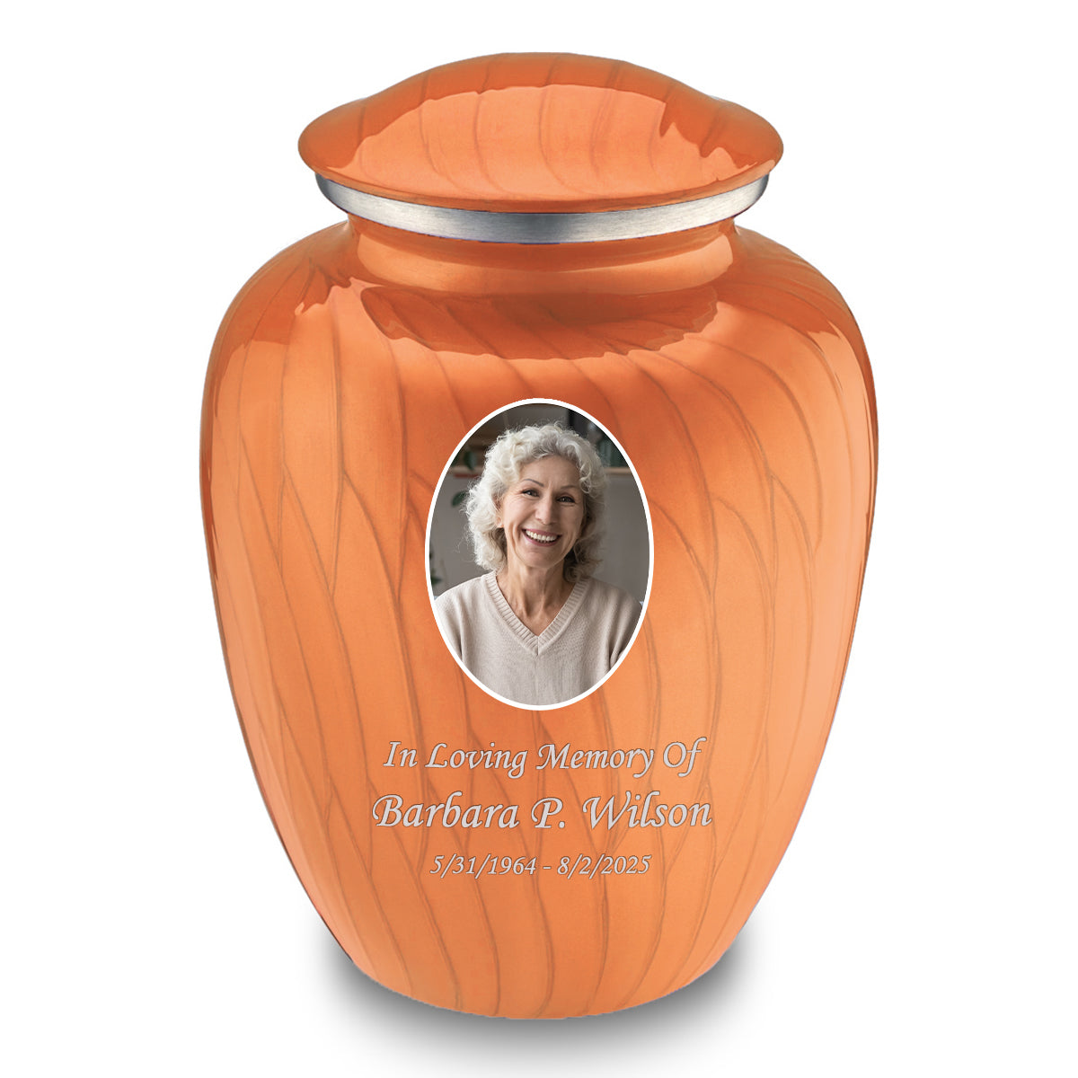 Adult Embrace Pearl Orange Portrait Cremation Urn
