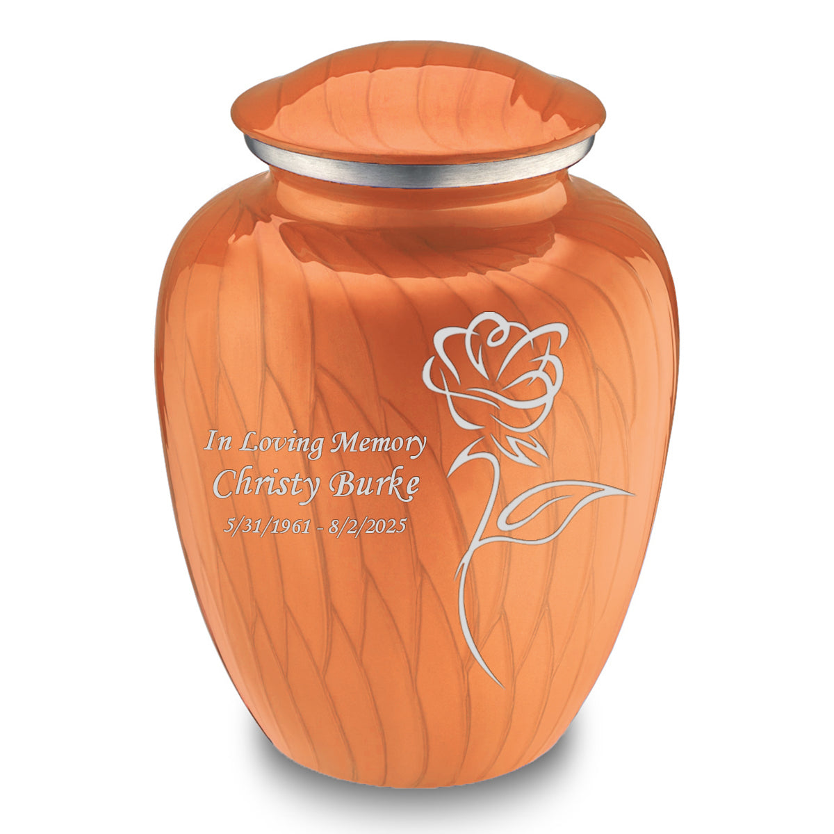 Adult Embrace Pearl Orange Rose Cremation Urn