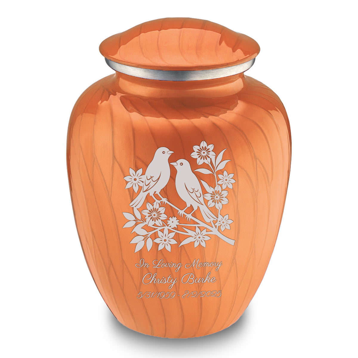 Adult Embrace Pearl Orange Songbirds Cremation Urn